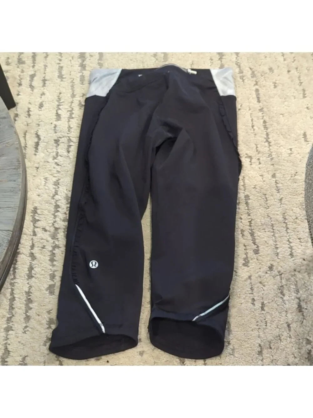 Lululemon Run: Fast And Free Crop Black / Metallic Silver / Coal
